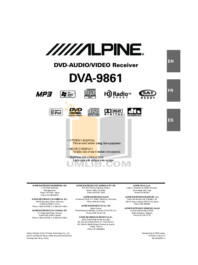 alpine dva-9861 manual